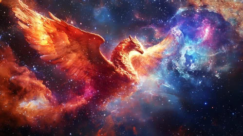 Cosmic Phoenix in a Starry Sky
