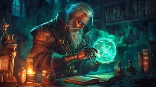 Mystical Wizard Casting a Spell