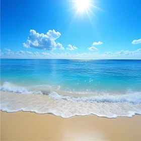 Seascape with Golden Sand and Blue Sky