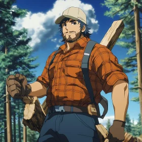 Rugged Lumberjack in Anime Art