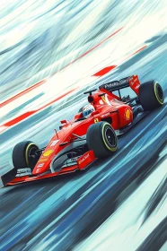 Exhilarating Red Formula 1 Car Racing on Track , AI F1