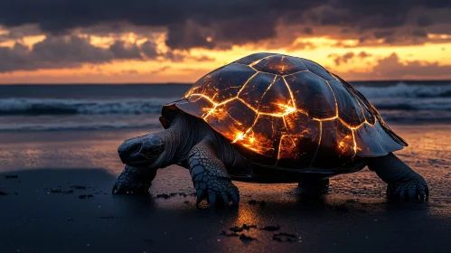 Luminescent Turtle at Sunset Beach