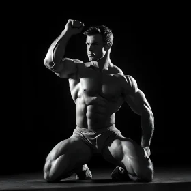 Monochrome Muscle Man Portrait