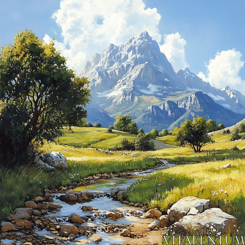 AI ART Mountain Meadow Serenity