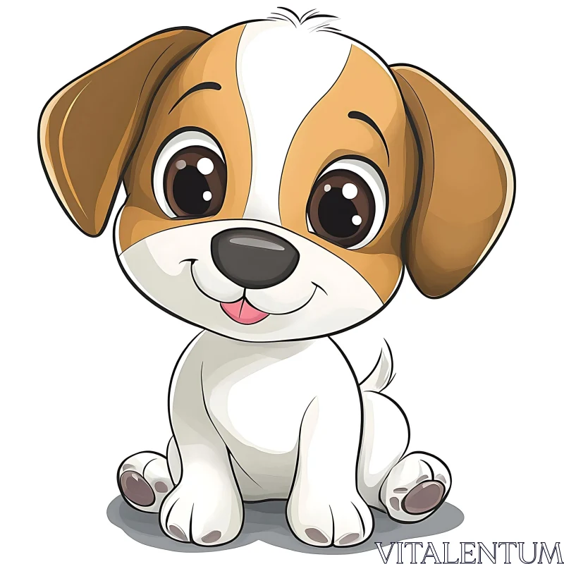 Cute Cartoon Puppy Illustration AI Image