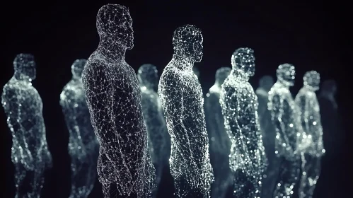 Abstract Human Figures in Digital Network