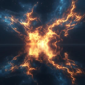 Golden Reflection: Cosmic Energy on Water