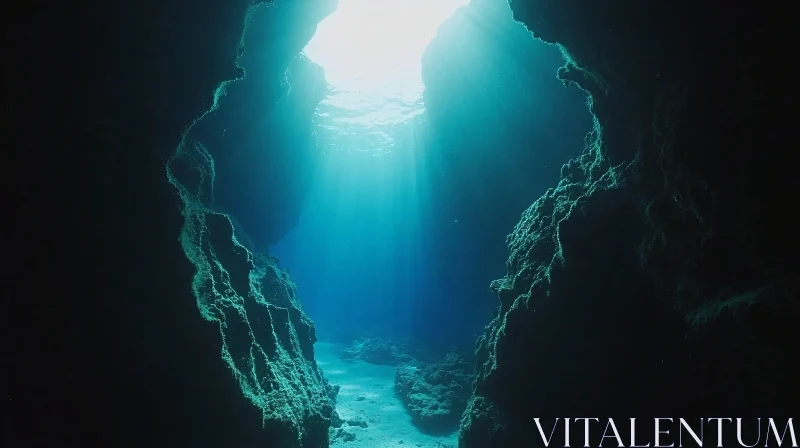 Ocean Cave with Sunlight AI Image