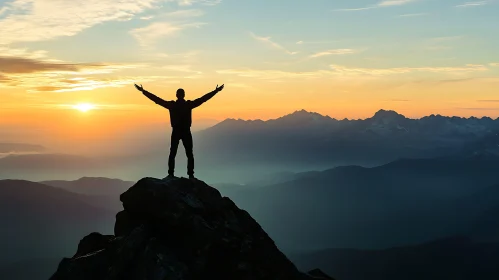 Mountain Peak Silhouette at Sunset