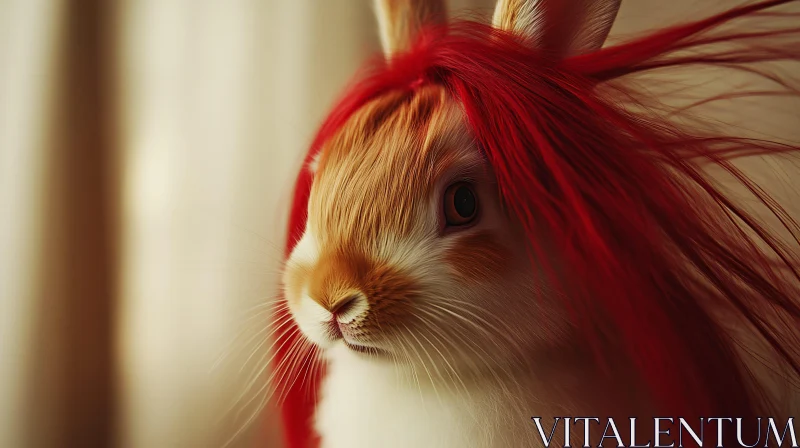 AI ART Whimsical Bunny with Red Wig