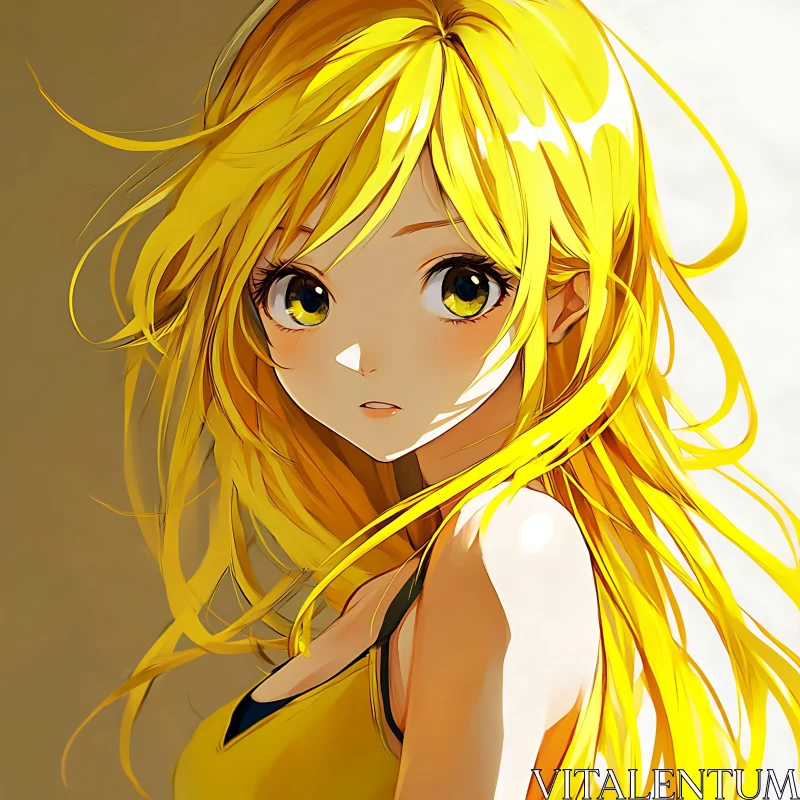 Blonde Anime Girl Portrait AI Image