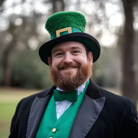 Smiling Man in St. Patrick's Day Attire