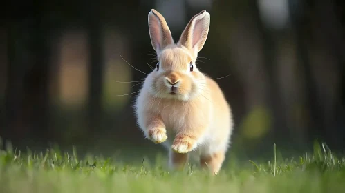 Rabbit Leaping Through Green Grass