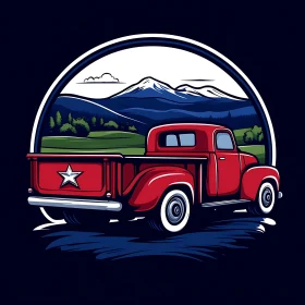 Classic Truck with Mountain View