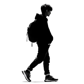 Monochrome Man Portrait with Backpack