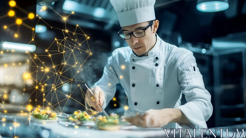 AI ART Chef Plating with Futuristic Network