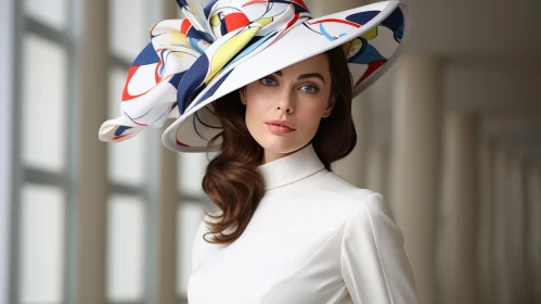 Fashion: Model Wearing Colorful Dress and Hat