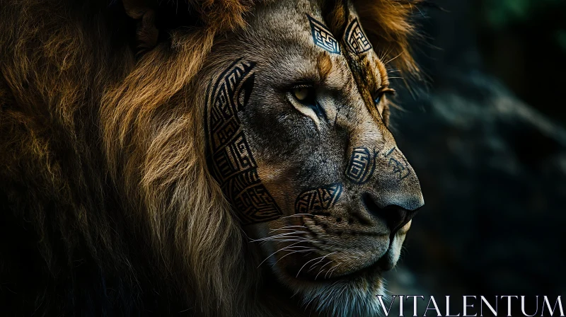 AI ART Tattooed Lion Portrait