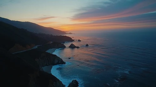 Tranquil Ocean Sunset by the Cliffs