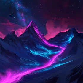 Surreal Mountainscape at Night