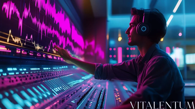 Audio Mixing in a Neon Studio AI Image