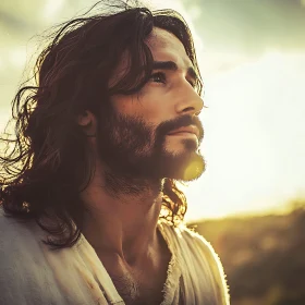 Contemplative Man in Sunlight Portrait