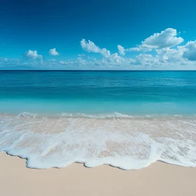 Calm Ocean Beach with Blue Sky