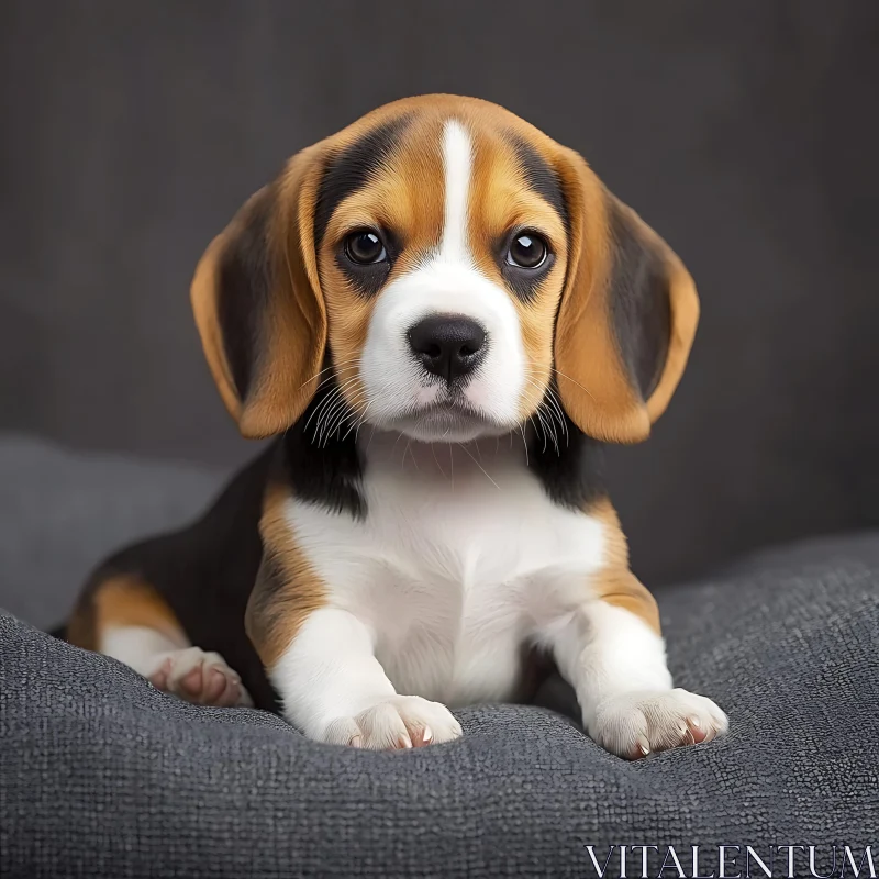 Cute Beagle Puppy Portrait AI Image