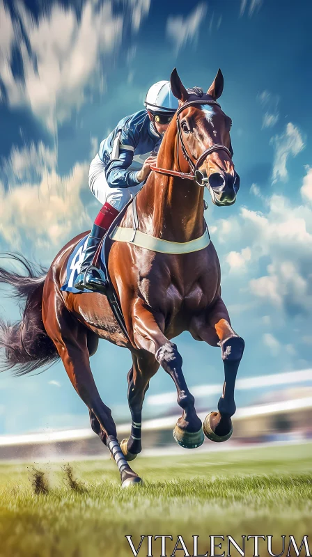 Thrilling Horse Racing Action with Jockey AI Image