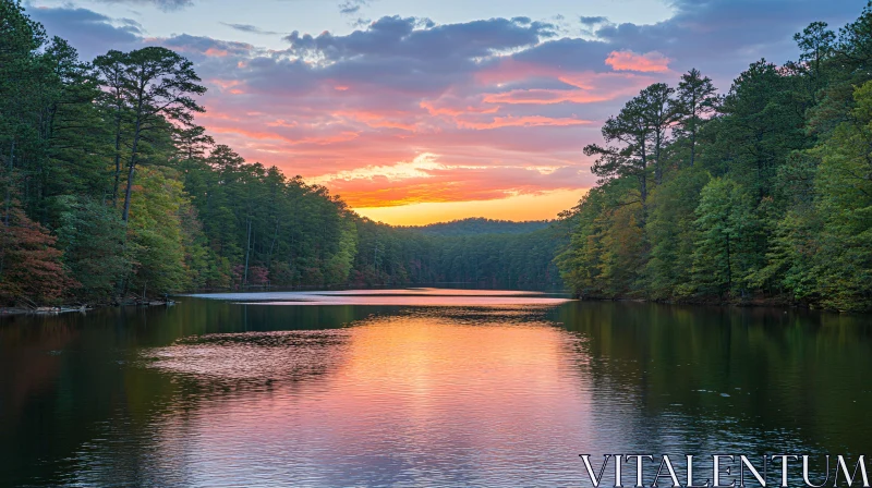 Peaceful Lake Sunset with Reflection AI Image