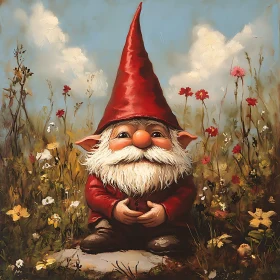 Gnome Among Flowers