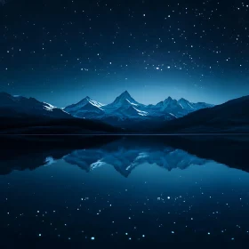 Night Sky Over Mountain Lake