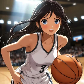 Anime Girl Playing Basketball