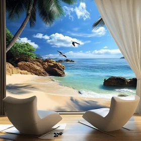 Peaceful Ocean View with Modern Chairs