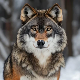 Close-Up of a Wolf in Winter