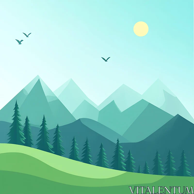 Scenic Mountain View Art AI Image