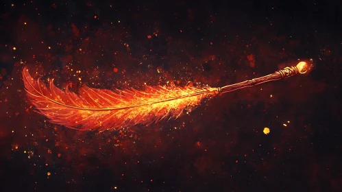 Glowing Feather with Wand