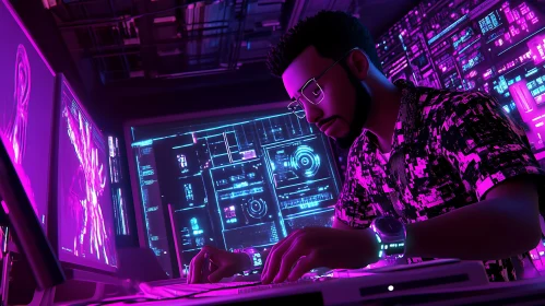 Neon Hacker Scene