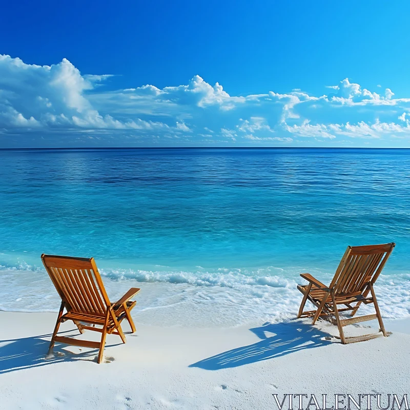 Seaside Relaxation with Beach Chairs AI Image