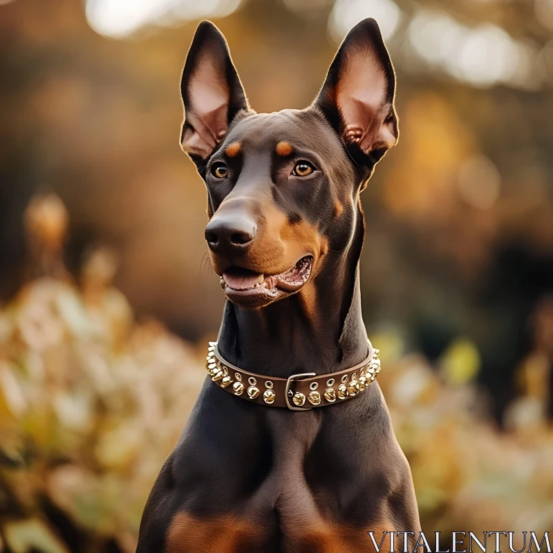 Majestic Doberman in Autumn Park AI Image