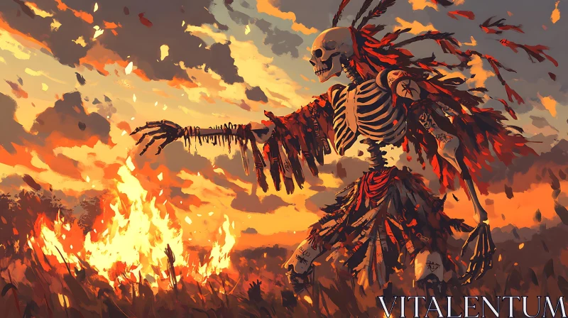 Inferno Skeleton Illustration AI Image