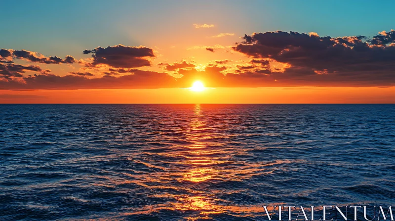 Peaceful Ocean Sunset AI Image