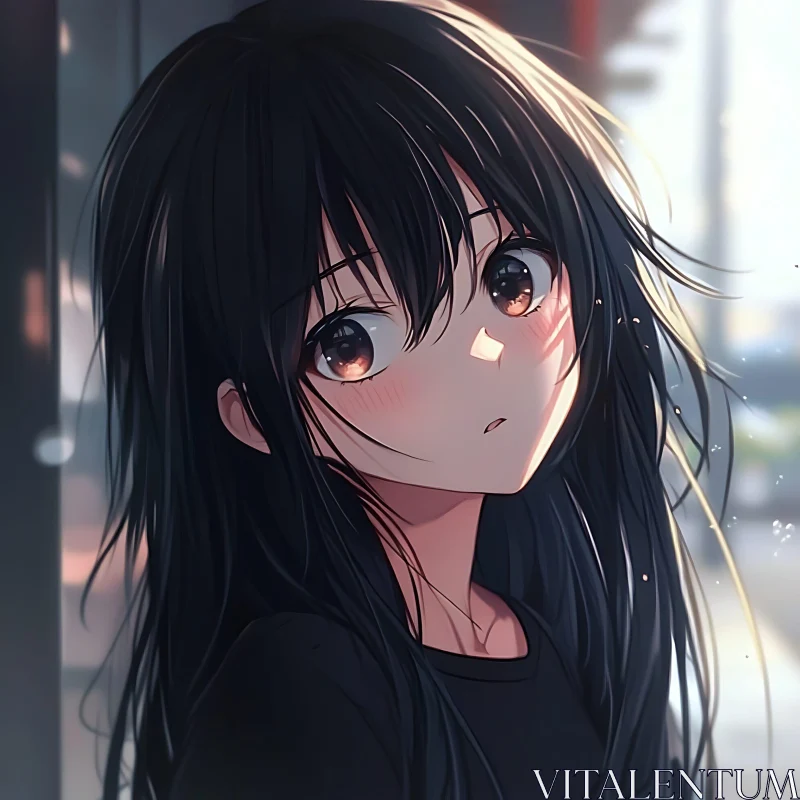 Emotional Anime Character at Sunset AI Image