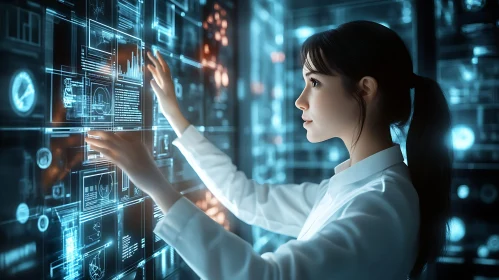 Woman Analyzing Digital Data
