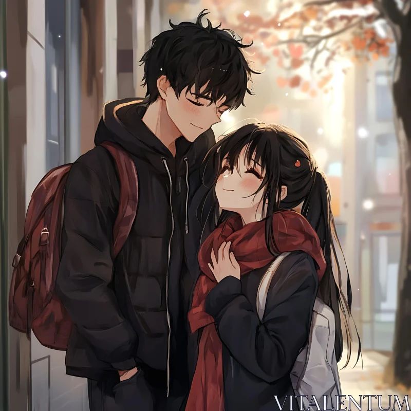 Romantic Anime Scene in the City AI Image