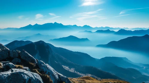 Scenic Mountain Landscape with Fog