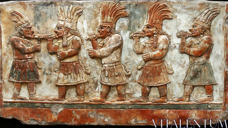 Procession of Musicians: Ancient Relief AI Image