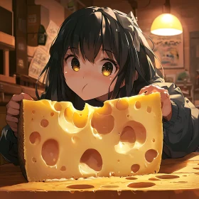 Cartoon Character Enjoying Cheese