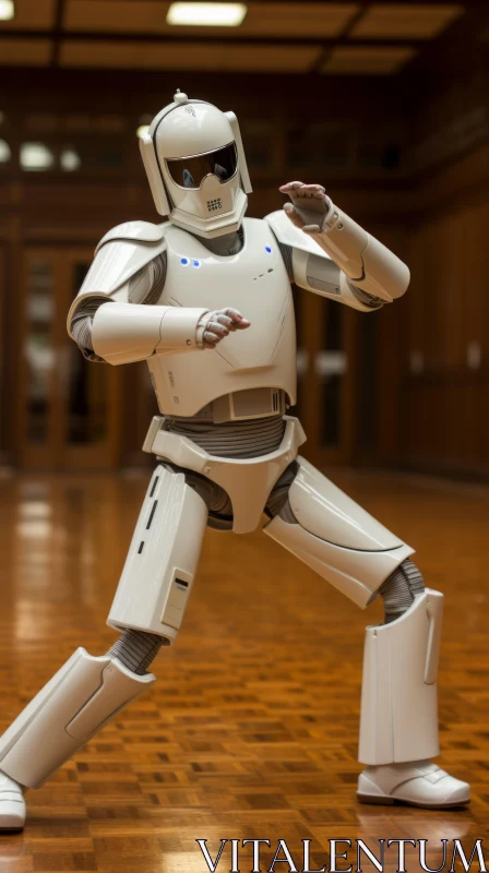 White Robot Performing a Dance - A Musical Performance in the Style of the Heidelberg School AI Image