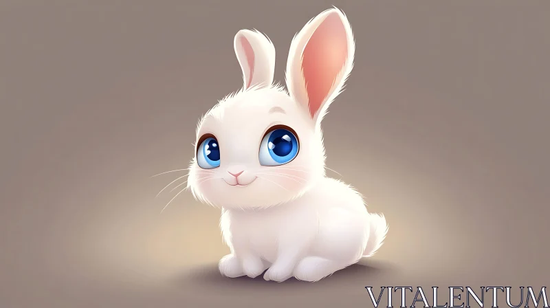 Charming White Bunny Illustration AI Image